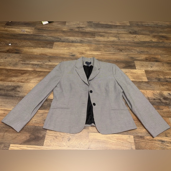 Ann Taylor Factory Jackets & Blazers - Ann Taylor Petites Blazer 12P Gray Black Micro Check Two Button Jacket